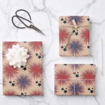 Patriotische Stars Fireworks White Blue Cream