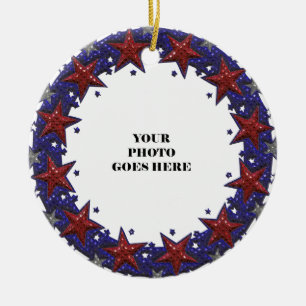 Patriotische Stars Foto Rahmen Runddekoration Keramik Ornament