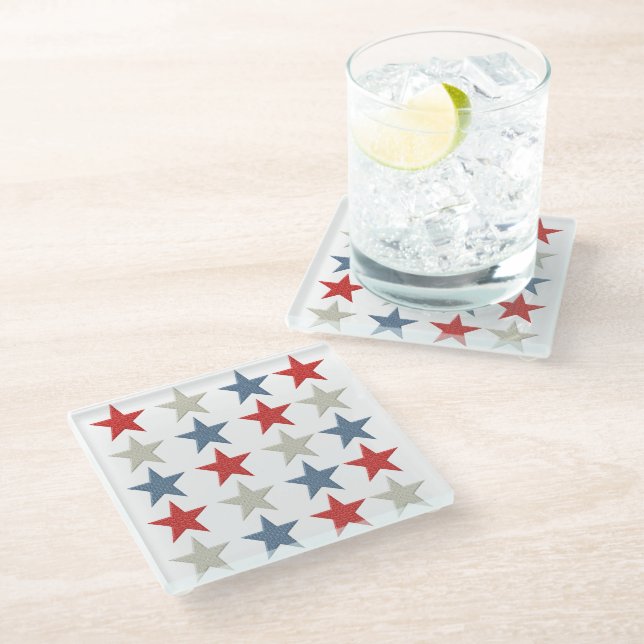 Patriotische Stars Glasuntersetzer (Schrägansicht)