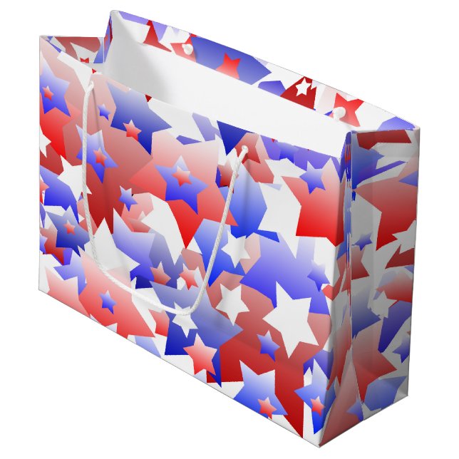Patriotische Stars Große Geschenktüte (Vorderseite Schrägansicht)