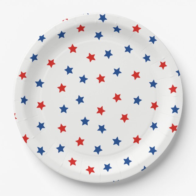 Patriotische Stars Pappteller (Vorderseite)