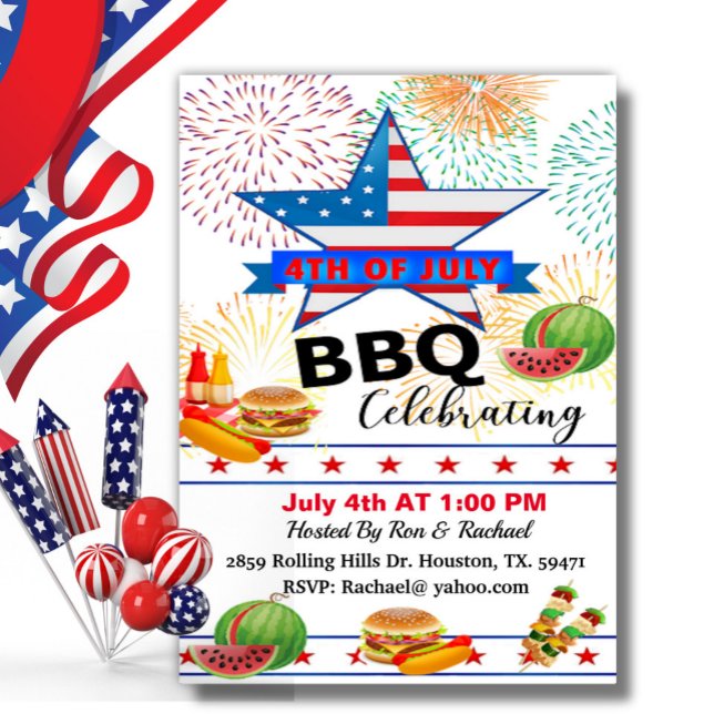 Patriotische Stars & Streifen 4. Juli GRILLEN Einladung (Von Creator hochgeladen)