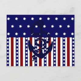 Patriotische Stars Streifen Anchor-Sailor-Muster Postkarte