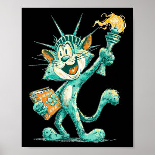 Patriotische Statuenkostüme für Katzen und Liebe d Poster