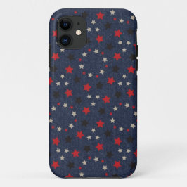 Patriotische Sterne auf Denim iPhone 11 Hülle
