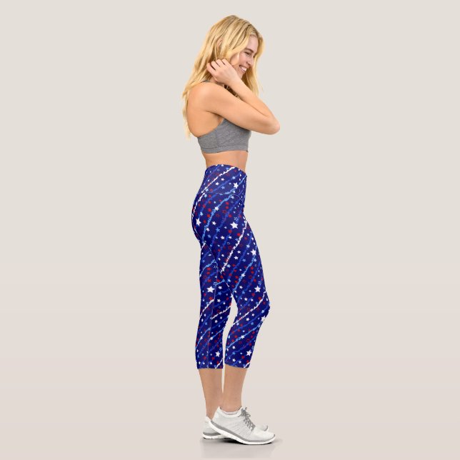 Patriotische Sterne drucken Frauenkapri Capri Leggings (Rechts)