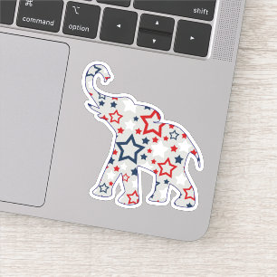 Patriotische Sterne Elephant Contour Aufkleber
