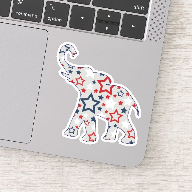 Patriotische Sterne Elephant Contour Aufkleber (Detail)