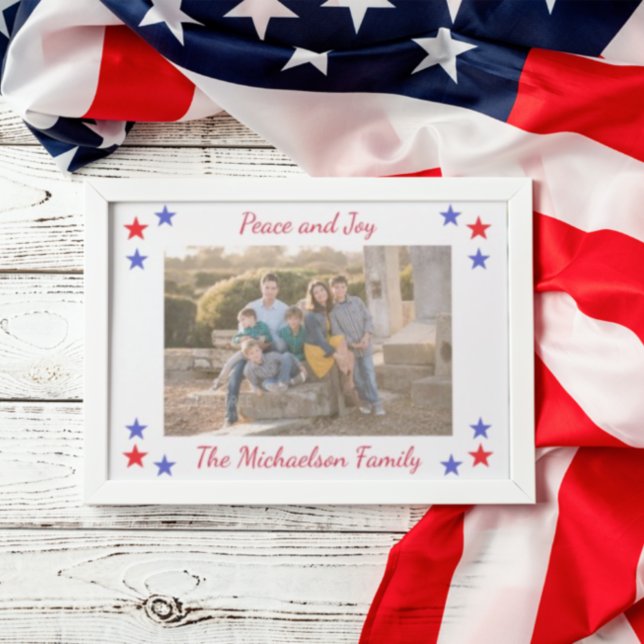 Patriotische Sterne FamilienFoto Feiertagskarte (Von Creator hochgeladen)