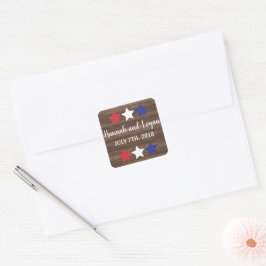 Patriotische Sterne Rustikale Amerikanische Unabhä Quadratischer Aufkleber