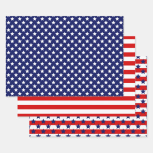 Patriotische Sterne Streifen DIY Muster & Hintergr Geschenkpapier Set