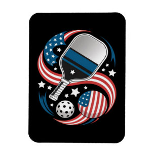 Patriotische Sterne Streifen USA-Flagge Pickleball Magnet