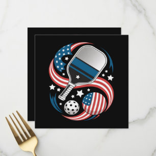 Patriotische Sterne Streifen USA-Flagge Pickleball Menükarte
