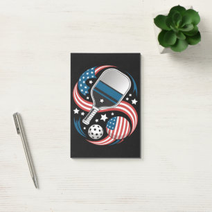 Patriotische Sterne Streifen USA-Flagge Pickleball Post-it Klebezettel