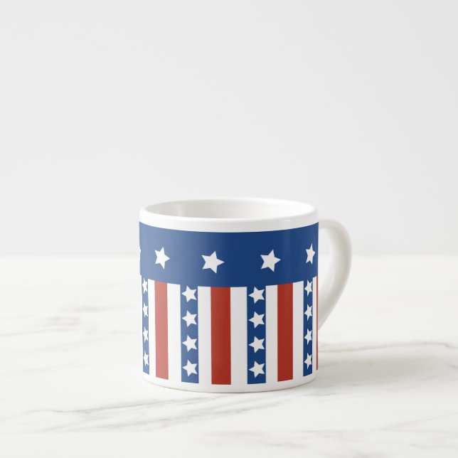 Patriotische Sterne Stripes Freiheits-Flagge Juli Espressotasse (Vorderseite Rechts)