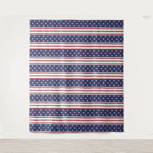 Patriotische Sterne und Rot-und Weißstreifen-Tapis Wandteppich