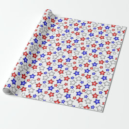 Patriotische Sterne - weißes Geschenkpapier
