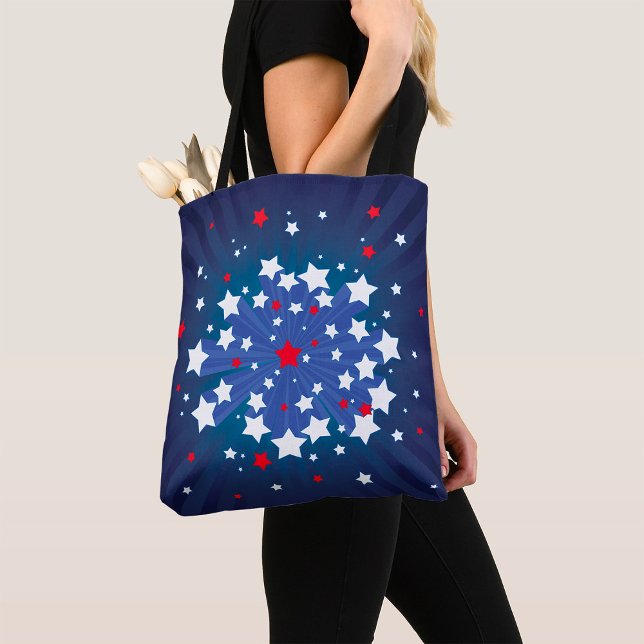 Patriotische Sternexplosion Red White und Blue USA Tasche (Von Creator hochgeladen)
