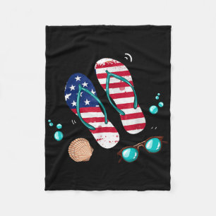 Patriotische Strand Flip Flops Amerikanische Flagg Fleecedecke