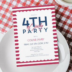 Patriotische Streifen Sterne 4. Juli Sommerparty Einladung