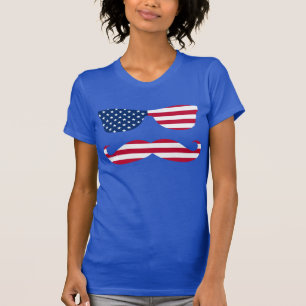 Patriotische Sun-Gläser und Schnurrbart T-Shirt