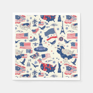 Patriotische Symbole - Freiheitsstatue, Flagge (2) Serviette