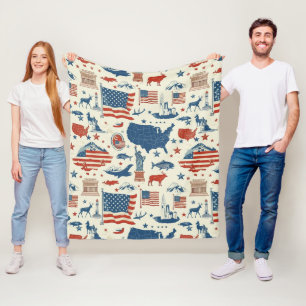 Patriotische Symbole - Freiheitsstatue, Flagge (3) Fleecedecke
