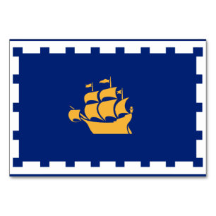 Patriotische Tafelkarte mit der Flagge von Quebec  Tischnummer