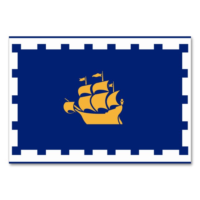 Patriotische Tafelkarte mit der Flagge von Quebec  Tischnummer (Vorderseite)