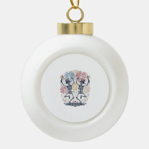 Patriotische tanzende Skelette Feuerwerk 4. Juli Keramik Kugel-Ornament