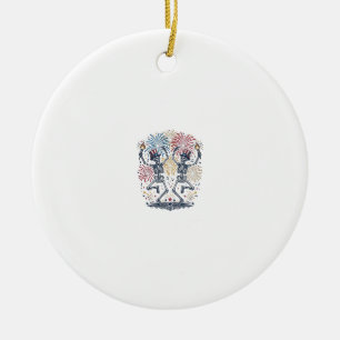Patriotische tanzende Skelette Feuerwerk 4. Juli Keramik Ornament