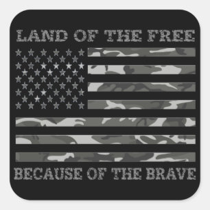 Patriotische Tarnung Amerikanische Flagge Land der Quadratischer Aufkleber