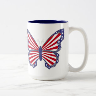 Patriotische Tasse Rot Weiß und Blauer Schmetterli