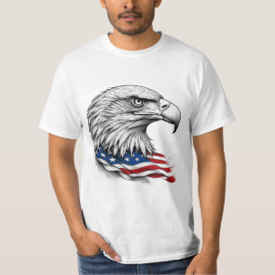 Patriotische Tinte Adler mit amerikanischer Flagge T-Shirt