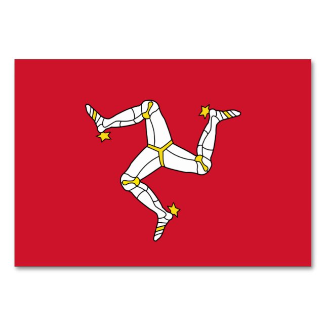 Patriotische Tischkarte mit der Flagge der Insel M Tischnummer (Rückseite)