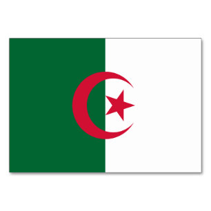 Patriotische Tischkarte mit Flagge Algeriens Tischnummer