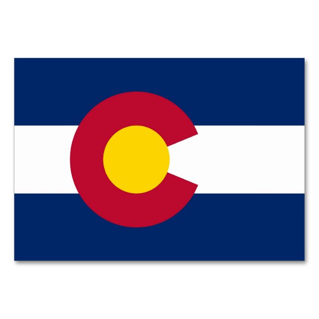 Patriotische Tischkarte mit Flagge Colorado Tischnummer (Vorderseite)