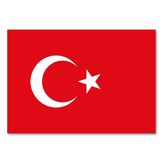 Patriotische Tischkarte mit Flagge der Türkei Tischnummer (Rückseite)