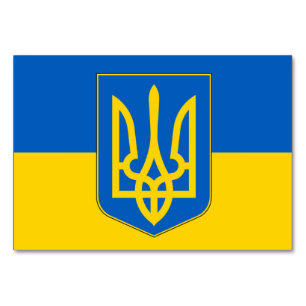 Patriotische Tischkarte mit Flagge der Ukraine Tischnummer