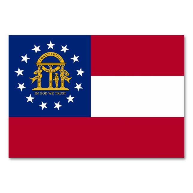 Patriotische Tischkarte mit Flagge Georgiens Tischnummer (Vorderseite)