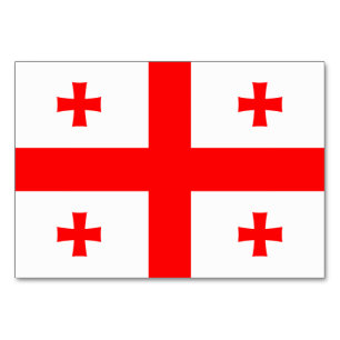 Patriotische Tischkarte mit Flagge Georgiens Tischnummer