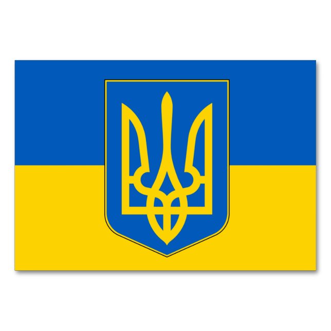 Patriotische Tischkarte mit Flagge in der Ukraine Tischnummer (Rückseite)