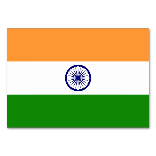 Patriotische Tischkarte mit Flagge Indiens Tischnummer (Rückseite)