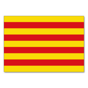 Patriotische Tischkarte mit Flagge Kataloniens, Sp Tischnummer