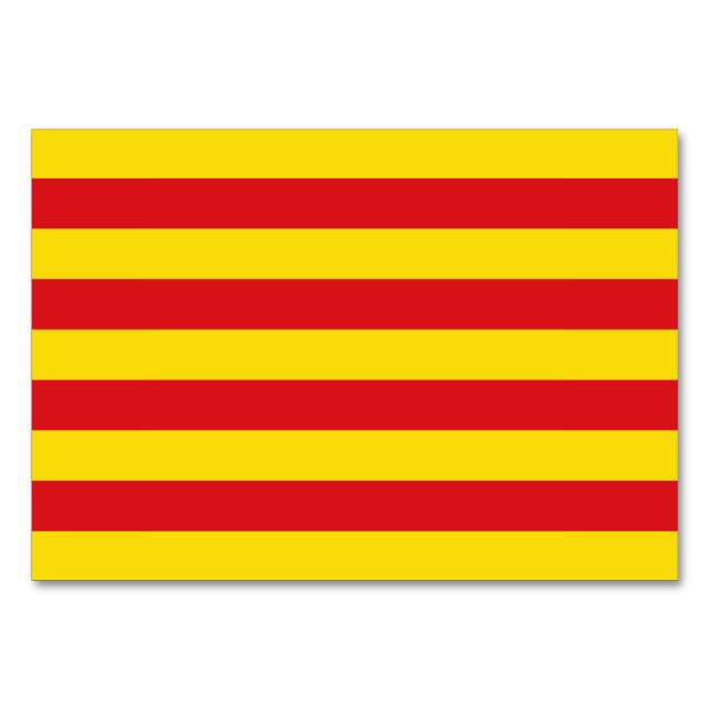 Patriotische Tischkarte mit Flagge Kataloniens, Sp Tischnummer (Vorderseite)