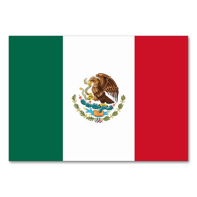 Patriotische Tischkarte mit Flagge Mexikos Tischnummer (Vorderseite)