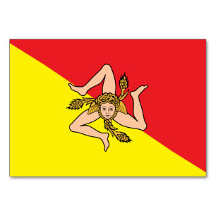 Patriotische Tischkarte mit Flagge Siziliens Tischnummer