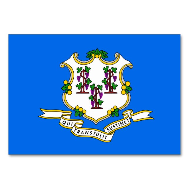 Patriotische Tischkarte mit Flagge von Connecticut Tischnummer (Vorderseite)