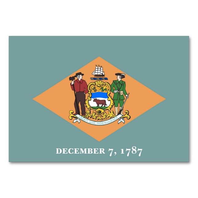 Patriotische Tischkarte mit Flagge von Delaware Tischnummer (Rückseite)
