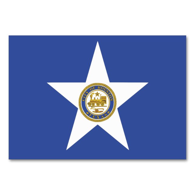Patriotische Tischkarte mit Flagge von Houston Tischnummer (Vorderseite)